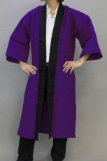 画像2: 長半纏(ロングハッピ) 紫【よさこい衣装に最適】もちろん激安 (2)